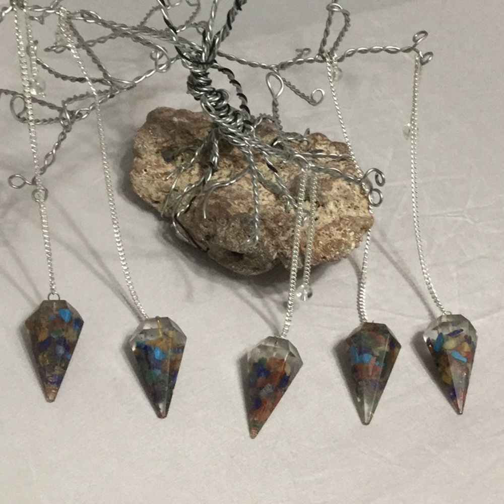 Seven Chakra Gemstone Orgone Pendulum